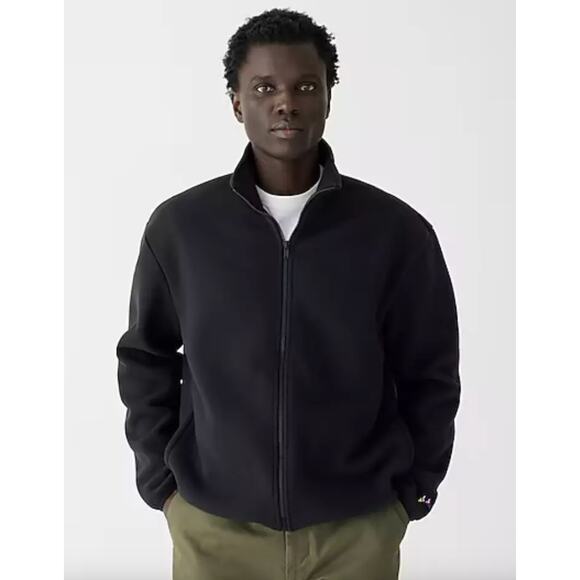 J.Crew Full Zip Recycled Fleece Jacket Navy Comfort Casual Relaxed Large NWT - Picture 1 of 11